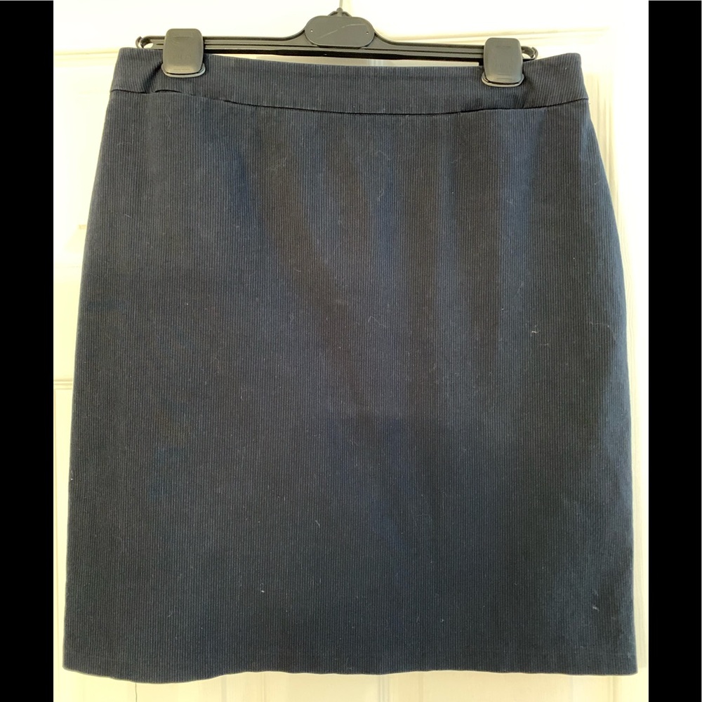Navy w/ pale turquoise pin striped pencil skirt